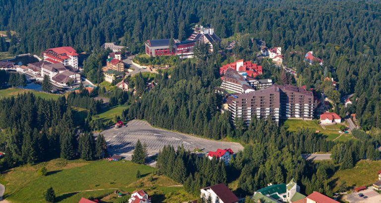 Aerial,View,Of,Poiana,Brasov,Ski,Resort,Next,To,Brasov